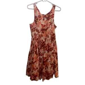JESSICA‎ HOWARD ORANGE PINK WHITE FLORAL SLEEVELESS LINED DRESS - SIZE 8 - NWT